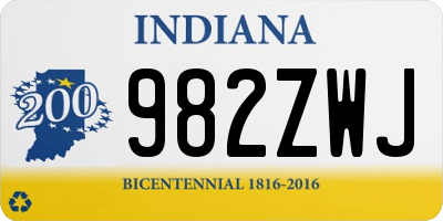 IN license plate 982ZWJ