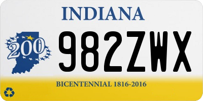 IN license plate 982ZWX