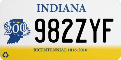 IN license plate 982ZYF