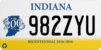 IN license plate 982ZYU