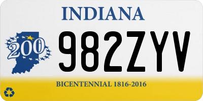 IN license plate 982ZYV