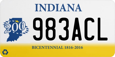 IN license plate 983ACL