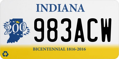 IN license plate 983ACW