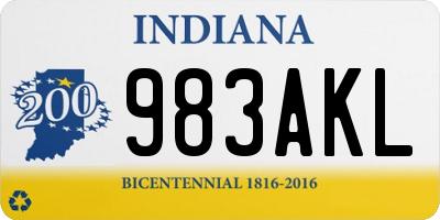 IN license plate 983AKL