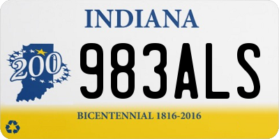 IN license plate 983ALS
