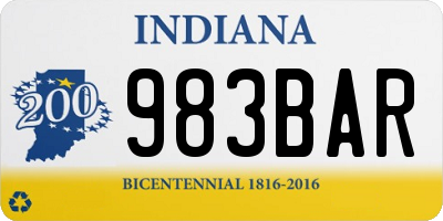 IN license plate 983BAR
