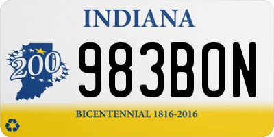 IN license plate 983BON