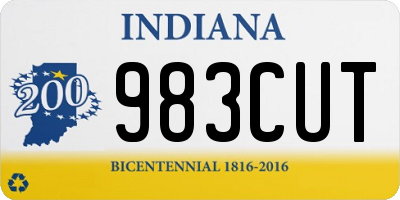 IN license plate 983CUT