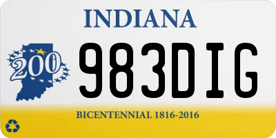 IN license plate 983DIG