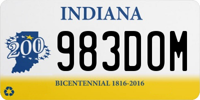 IN license plate 983DOM