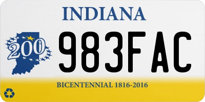 IN license plate 983FAC