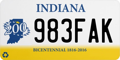 IN license plate 983FAK