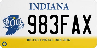 IN license plate 983FAX