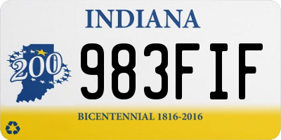 IN license plate 983FIF