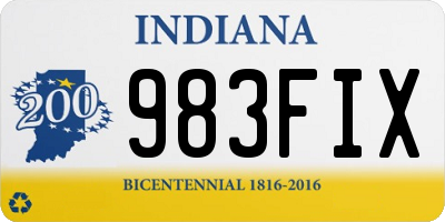 IN license plate 983FIX