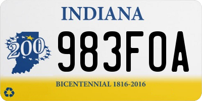 IN license plate 983FOA