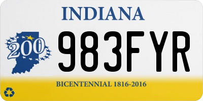 IN license plate 983FYR