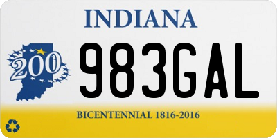 IN license plate 983GAL