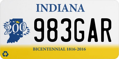 IN license plate 983GAR