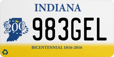 IN license plate 983GEL