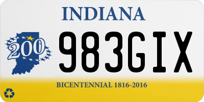 IN license plate 983GIX