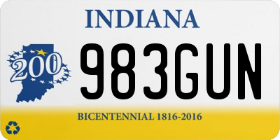 IN license plate 983GUN