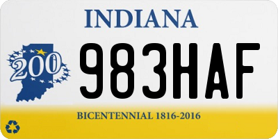 IN license plate 983HAF