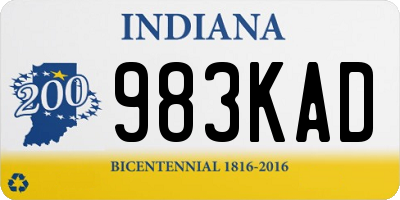 IN license plate 983KAD