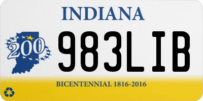 IN license plate 983LIB