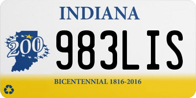 IN license plate 983LIS