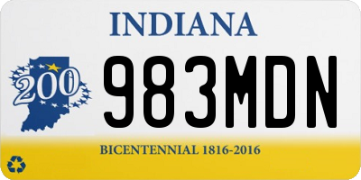 IN license plate 983MDN