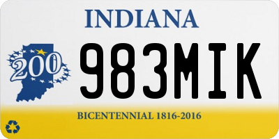 IN license plate 983MIK