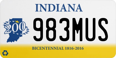 IN license plate 983MUS