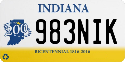 IN license plate 983NIK