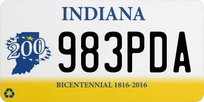 IN license plate 983PDA