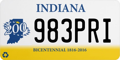 IN license plate 983PRI