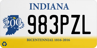 IN license plate 983PZL