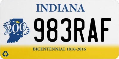 IN license plate 983RAF