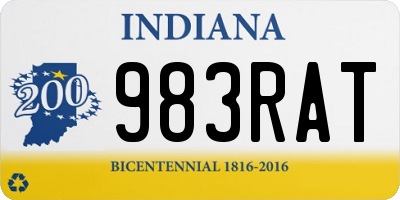 IN license plate 983RAT