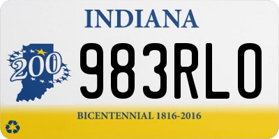 IN license plate 983RLO