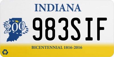 IN license plate 983SIF