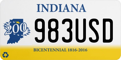 IN license plate 983USD