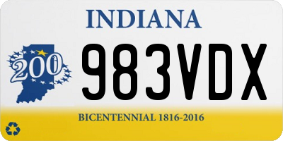 IN license plate 983VDX