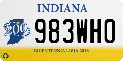 IN license plate 983WHO