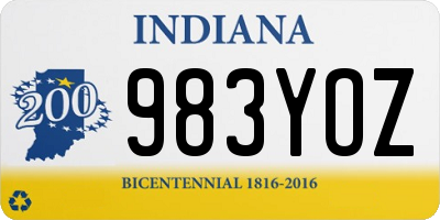 IN license plate 983YOZ