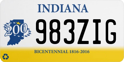 IN license plate 983ZIG