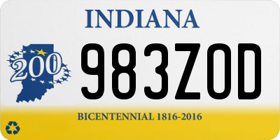 IN license plate 983ZOD