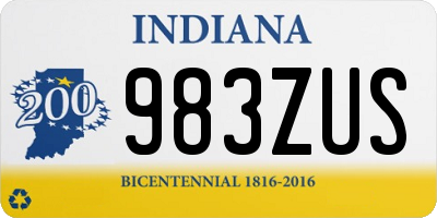 IN license plate 983ZUS