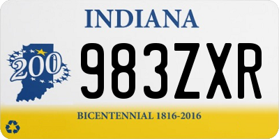 IN license plate 983ZXR