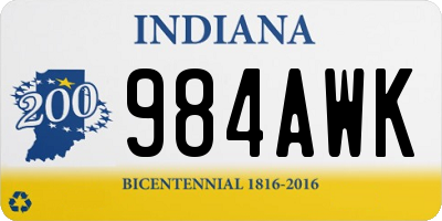 IN license plate 984AWK